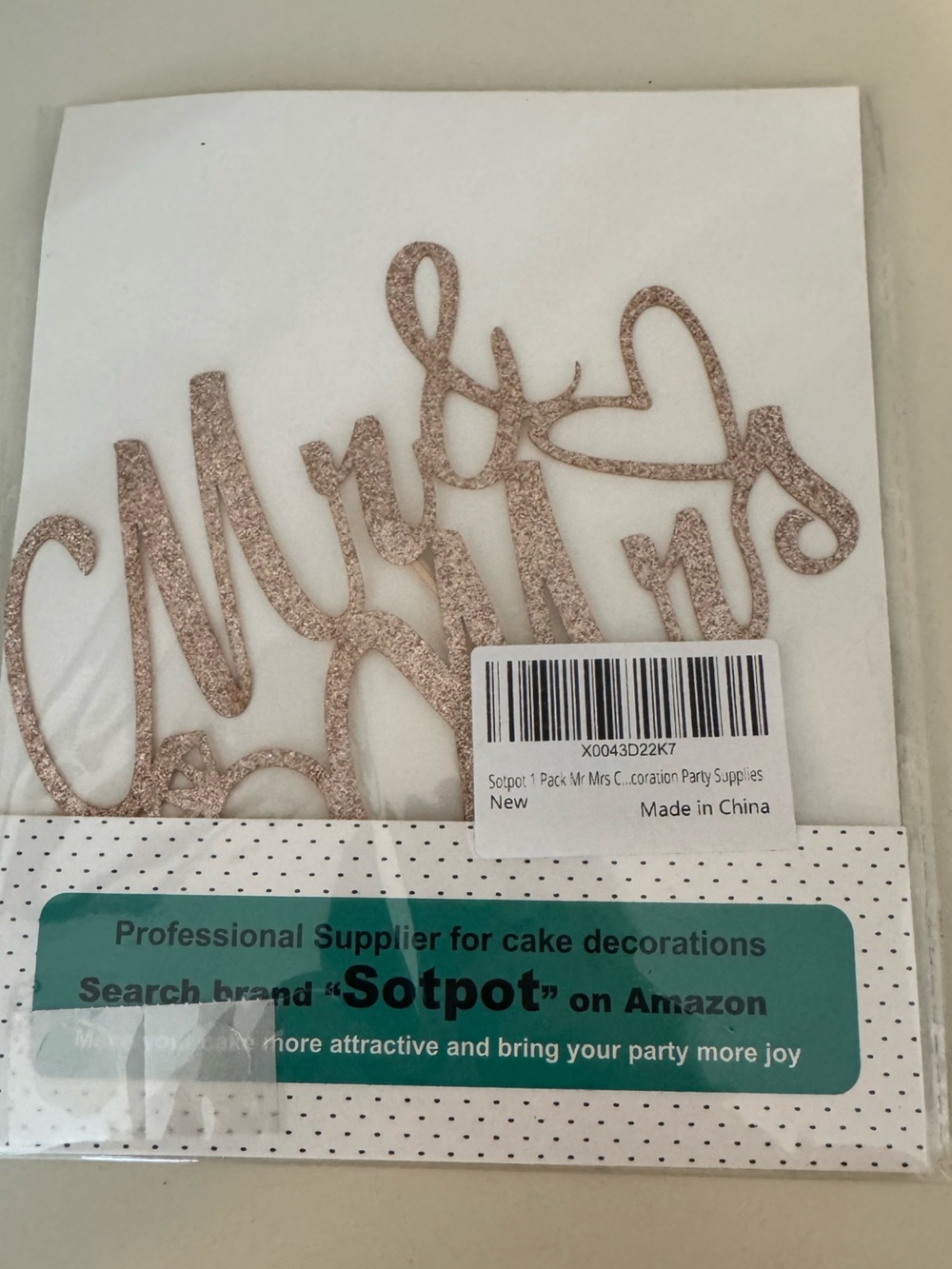 Gold Mr. And Mrs. Wedding Cake Topper, never used